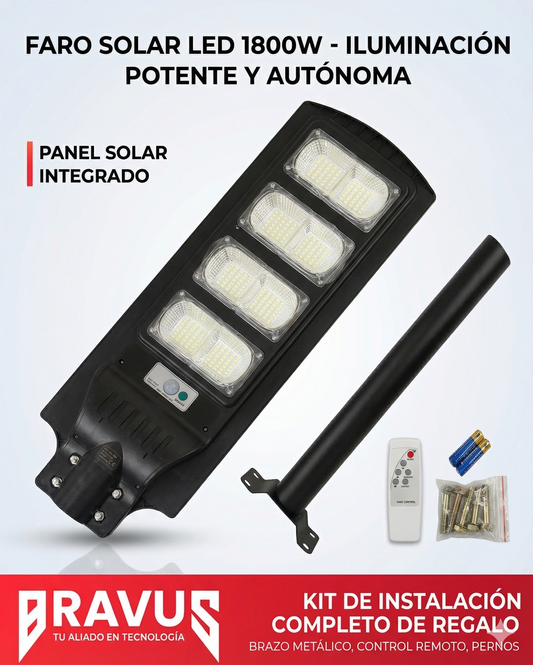 Faro Solar Extra Fuerte 1800W BRAVUS®️
