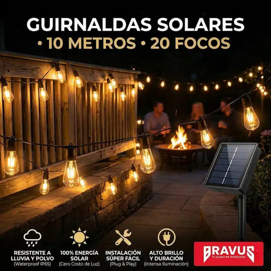 Ilumina tu espacio sin enchufes ni cables - Guirnalda Solar Bravus
