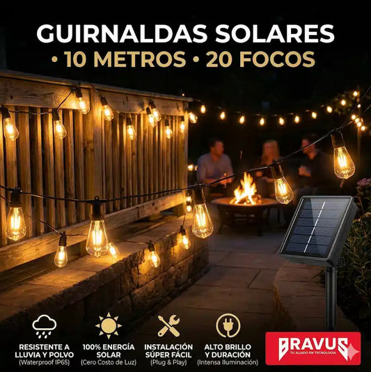 Ilumina tu espacio sin enchufes ni cables - Guirnalda Solar Bravus
